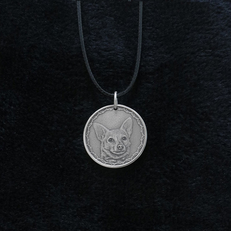Pet Commemorative Vintage Engraved Photo 999 Fine Silver Coin