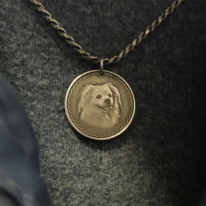 Pet Commemorative Vintage Engraved Photo 999 Fine Silver Coin
