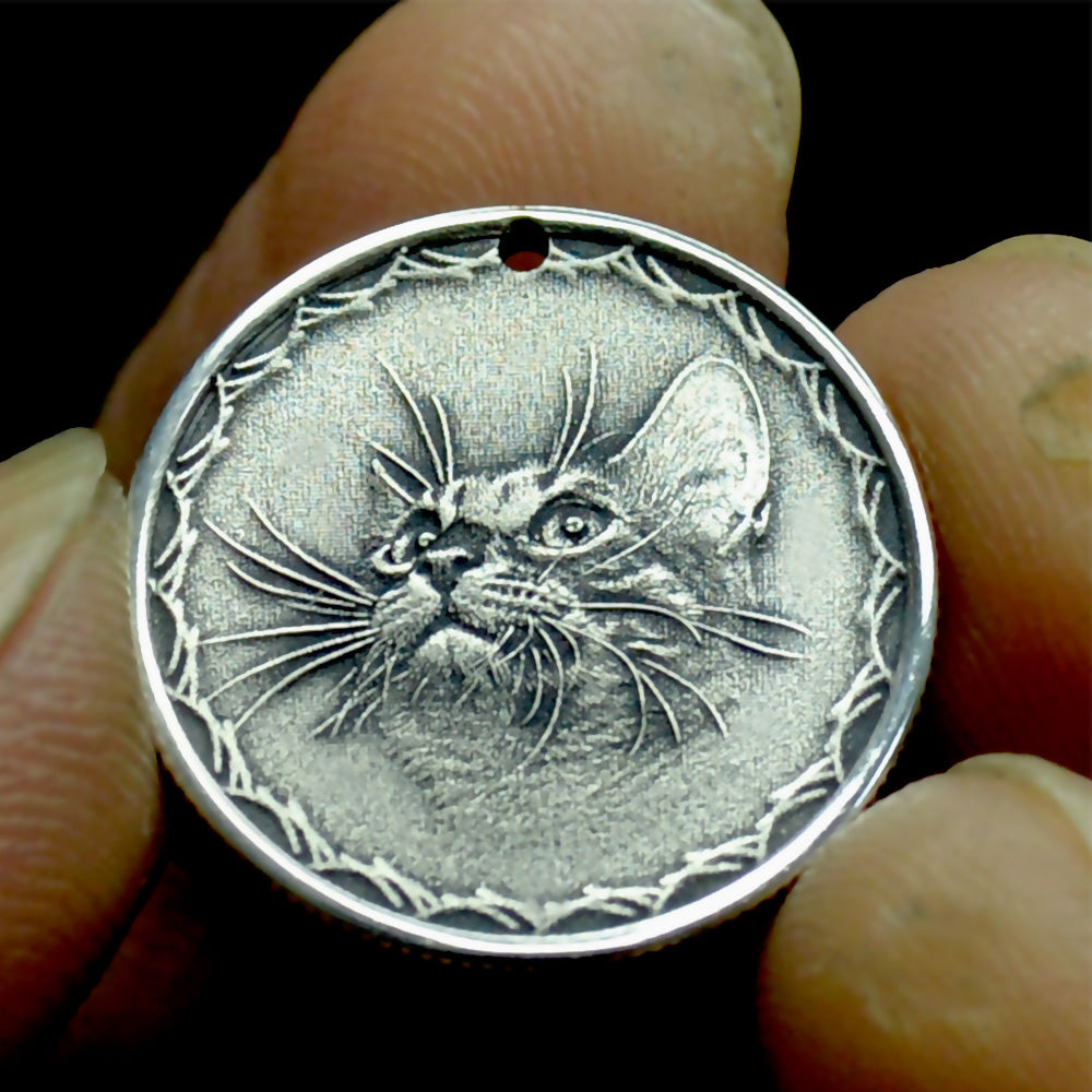 Pet Commemorative Vintage Engraved Photo 999 Fine Silver Coin