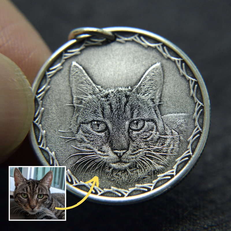Pet Commemorative Vintage Engraved Photo 999 Fine Silver Coin