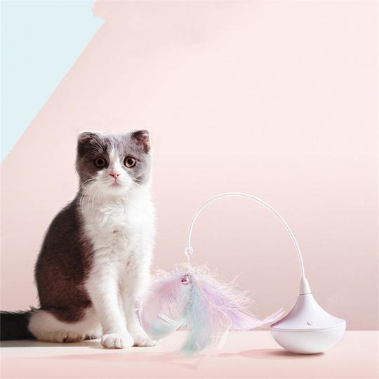 Automatic Rotation Feather Tumbler Interactive Cat Toy