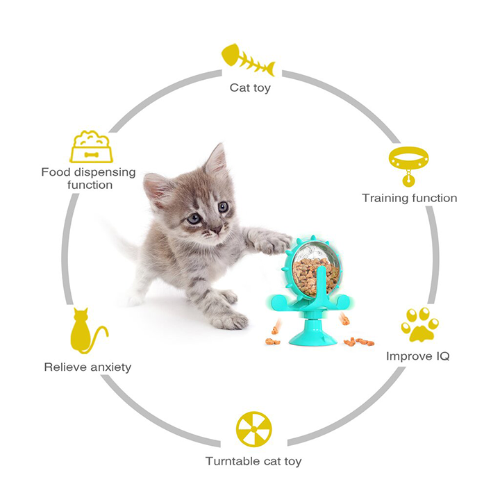 Interactive Cat Treat Puzzle Toy - Pets Food Slow Leak Dispenser - Pet IQ Training Toy - Stop Overeating