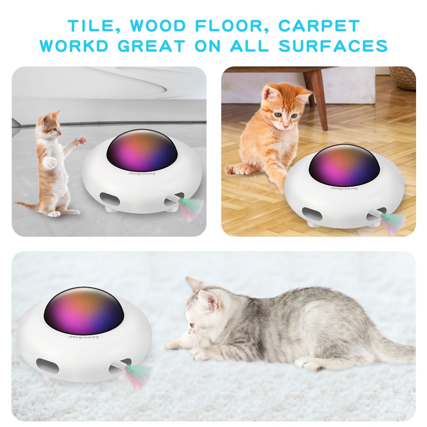 Automatic UFO Indoor Rotating Feather Cat Toy