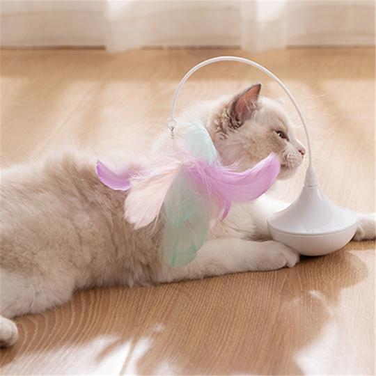 Automatic Rotation Feather Tumbler Interactive Cat Toy