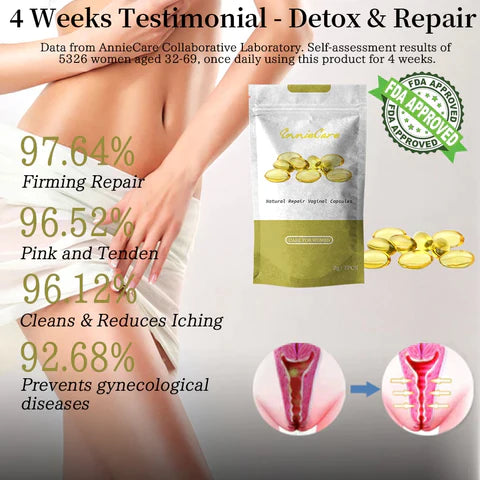Upgraded AnnieCare Instant Itching Stopper & Natural Detox & Firming Repair & Pink and Tender Natural Capsules