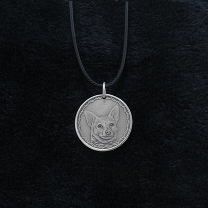 Pet Commemorative Vintage Engraved Photo 999 Fine Silver Coin