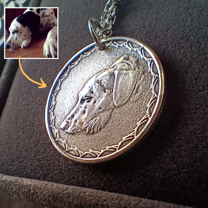 Pet Commemorative Vintage Engraved Photo 999 Fine Silver Coin
