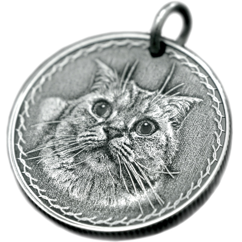 Pet Commemorative Vintage Engraved Photo 999 Fine Silver Coin