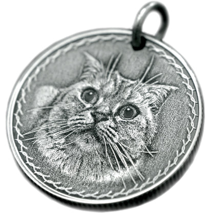 Pet Commemorative Vintage Engraved Photo 999 Fine Silver Coin