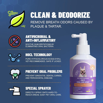 🔥Pet Teeth Cleaning Spray for Cats& Dogs, Eliminate Bad Breath, Targets Tartar & Plaque, Without Brushing🔥