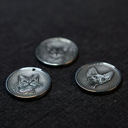 Pet Commemorative Vintage Engraved Photo 999 Fine Silver Coin