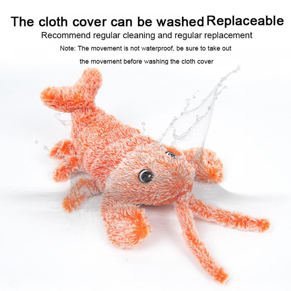 Jumping Lobster Plush USB Charging Interactive Cat Toy with Catnip