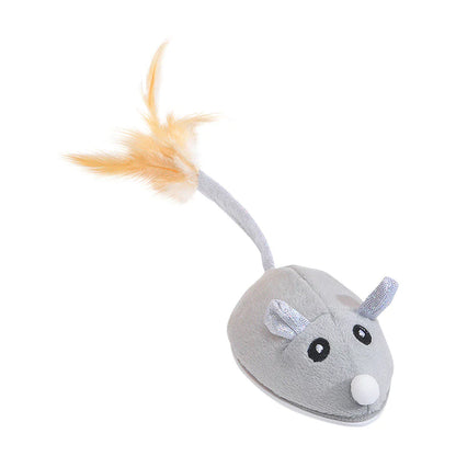 Electronic Motion Cat Toy Interactive Mouse With Feather Teaser