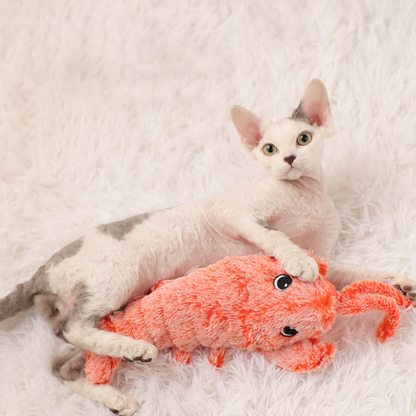 Jumping Lobster Plush USB Charging Interactive Cat Toy with Catnip