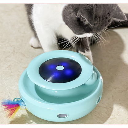 Electric Donut Disk Turntable Interactive Feather Cat Toy