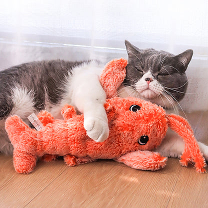 Jumping Lobster Plush USB Charging Interactive Cat Toy with Catnip