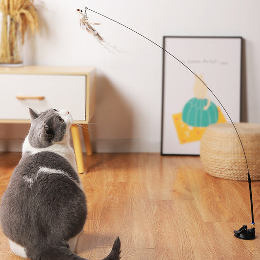 Detachable Feather Teaser Interactive Cat Toy With Strong Suction Cups