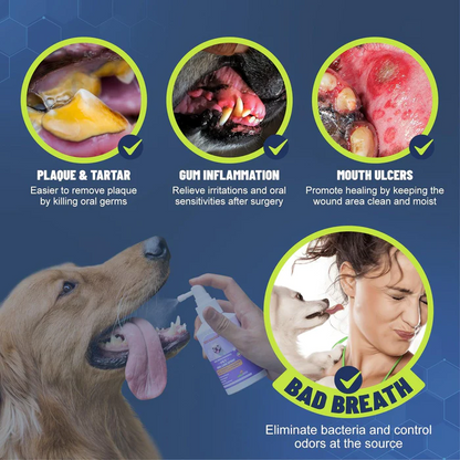 🔥Pet Teeth Cleaning Spray for Cats& Dogs, Eliminate Bad Breath, Targets Tartar & Plaque, Without Brushing🔥