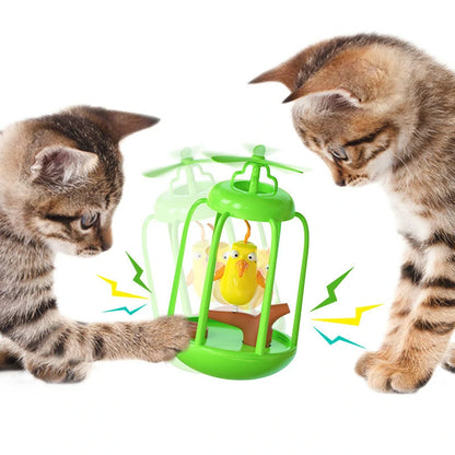 Interactive Birdcage Squeaky Toy for Indoor Cats